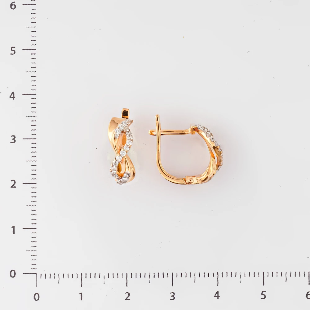 Серьги с бриллиантом из красного золота 585 пробы