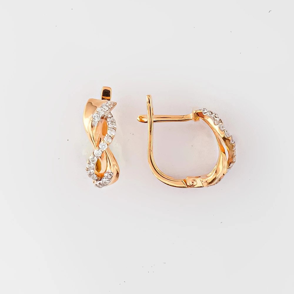 Серьги с бриллиантом из красного золота 585 пробы