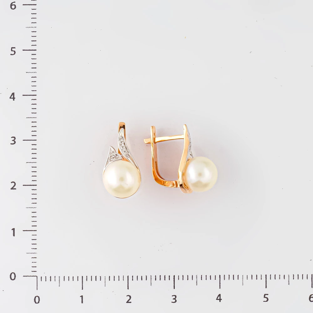 Серьги с культивированным жемчугом из красного золота 585 пробы