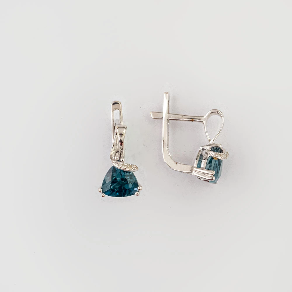 Серьги с топазом лондон из белого золота 585 пробы