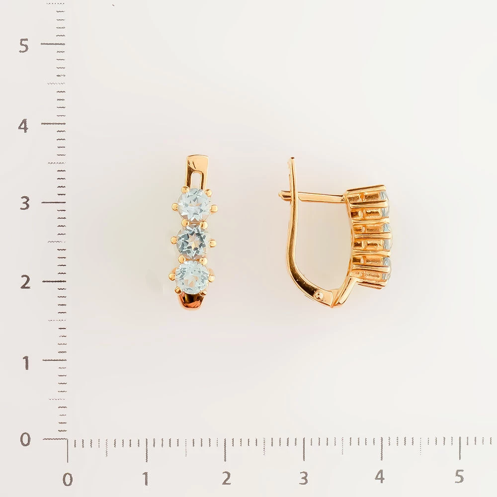 Серьги с топазом из красного золота 585 пробы