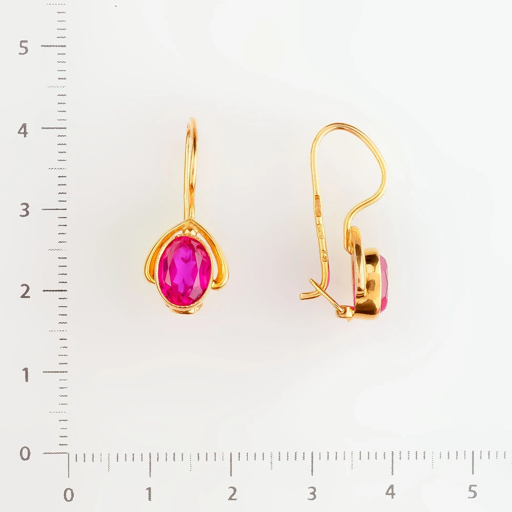 Серьги с фианитом из красного золота 583 пробы