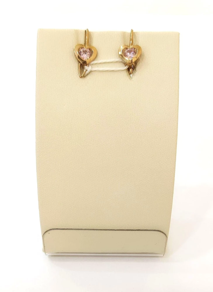 Серьги с фианитом из красного золота 585 пробы