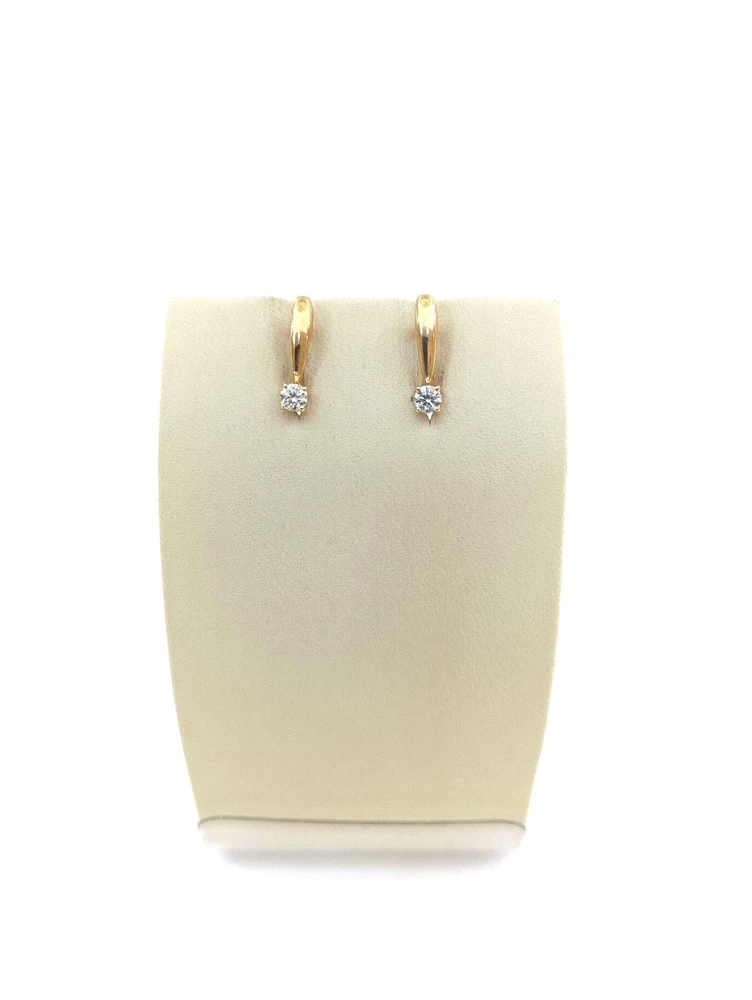 Серьги с фианитом из красного золота 585 пробы