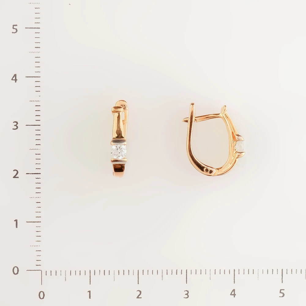 Серьги с фианитом из красного золота 585 пробы