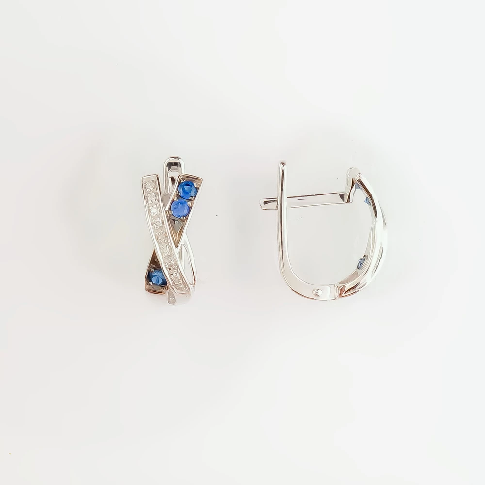 Серьги с сапфиром из белого золота 585 пробы