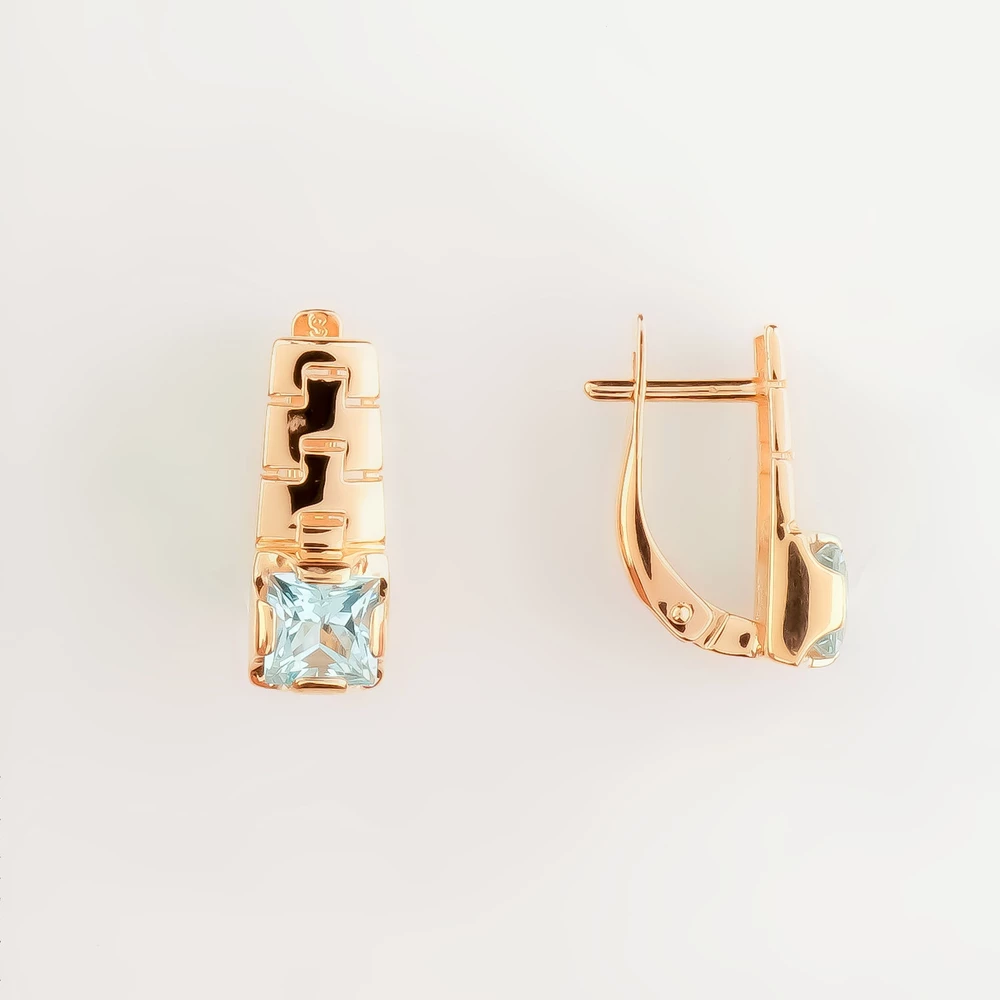 Серьги с топазом из красного золота 585 пробы