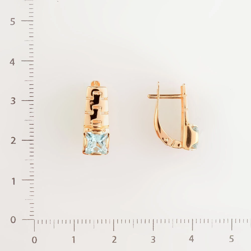 Серьги с топазом из красного золота 585 пробы