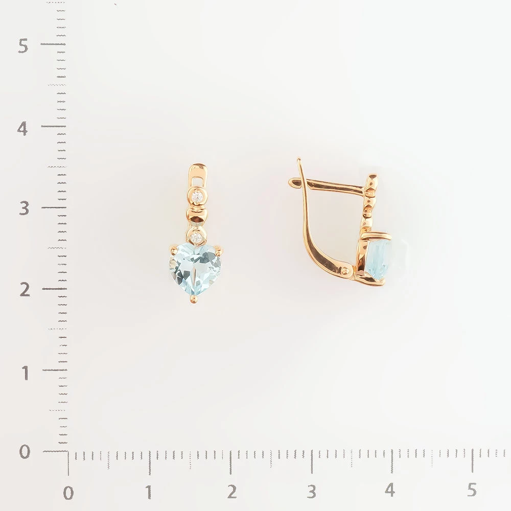 Серьги с топазом из красного золота 585 пробы