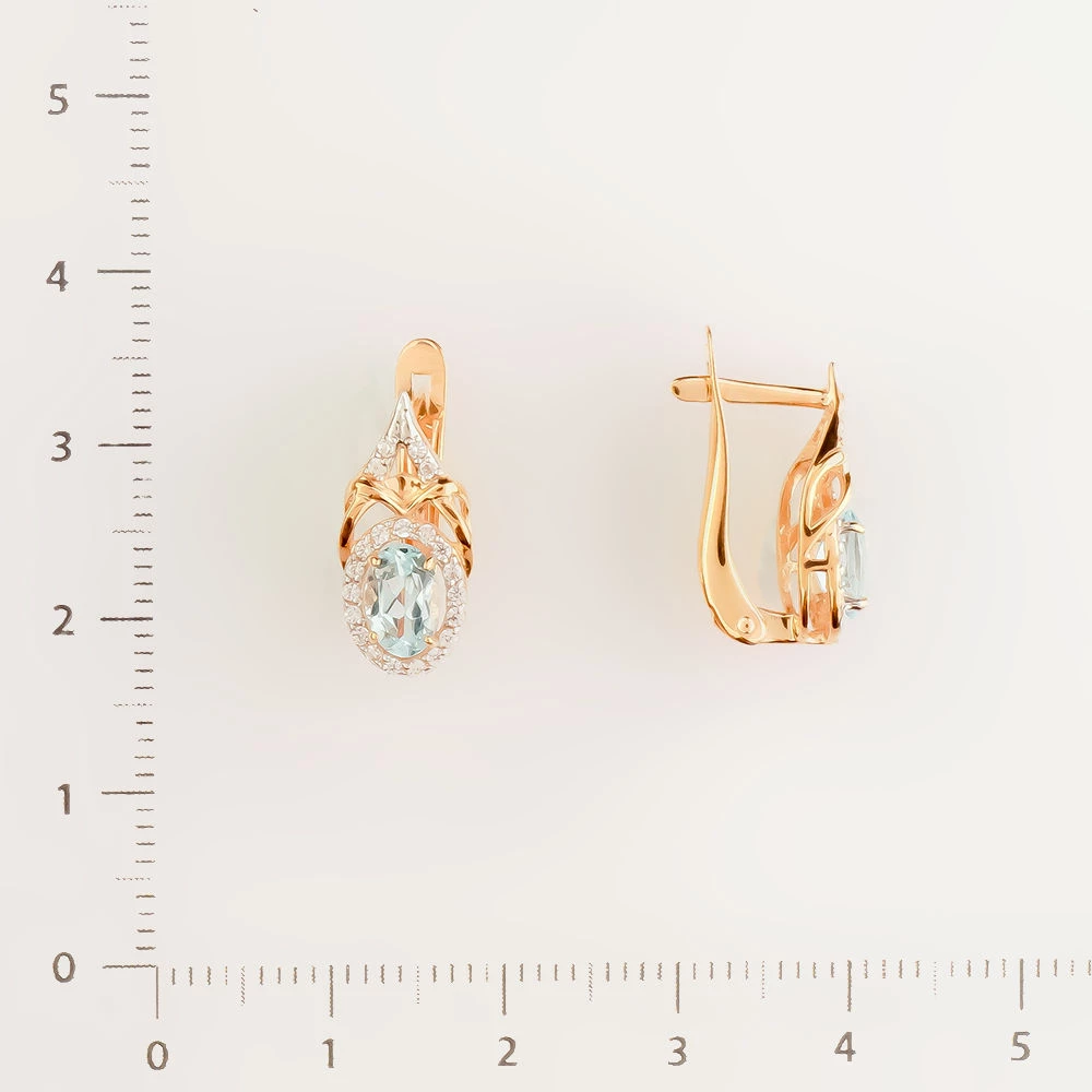 Серьги с топазом из красного золота 375 пробы