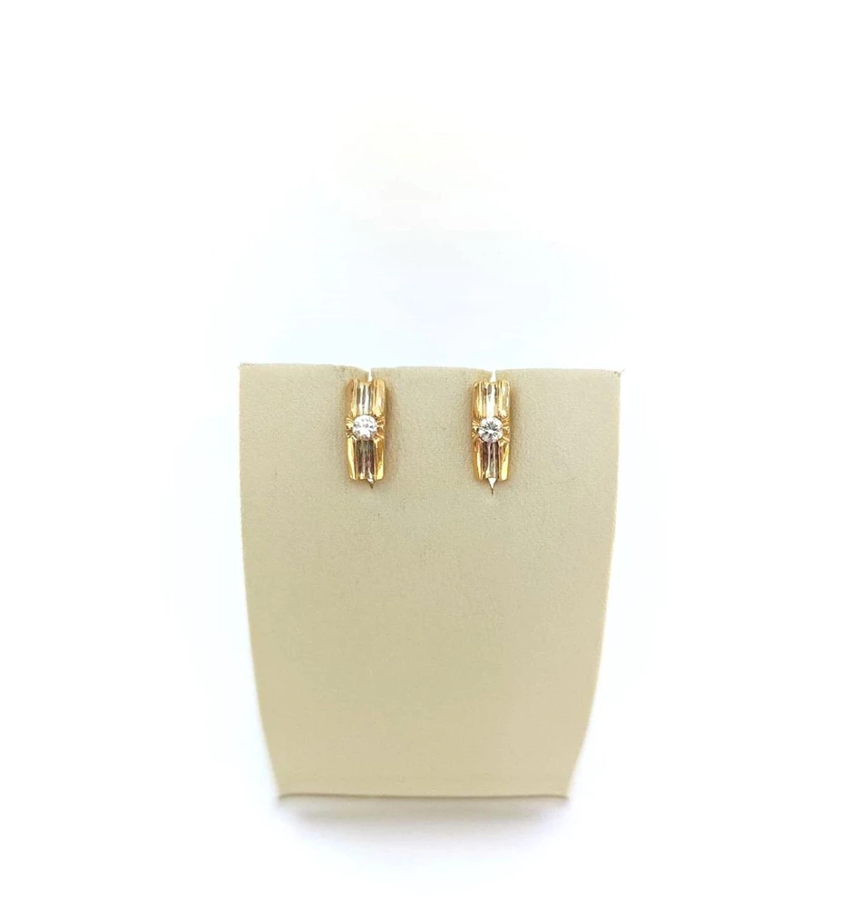 Серьги с фианитом из красного золота 585 пробы