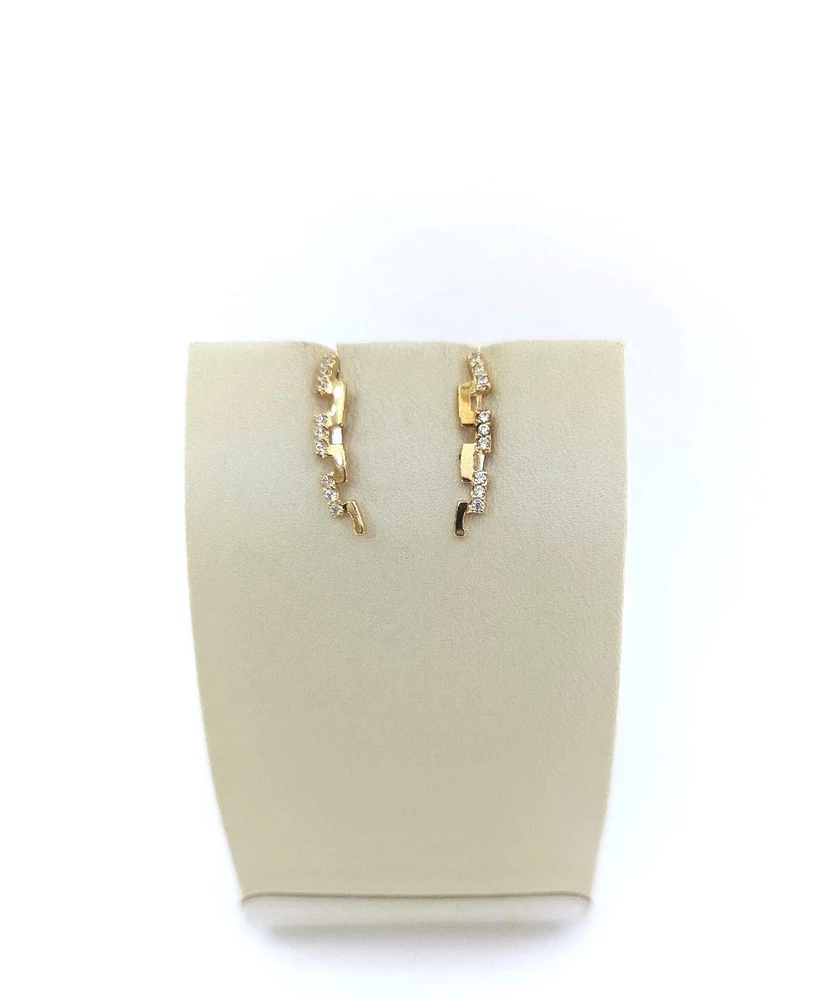 Серьги с фианитом из красного золота 585 пробы