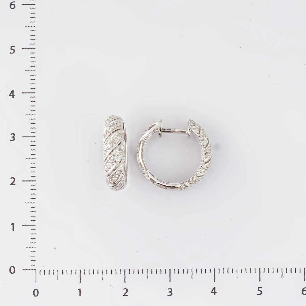 Серьги конго с бриллиантом из белого золота 585 пробы