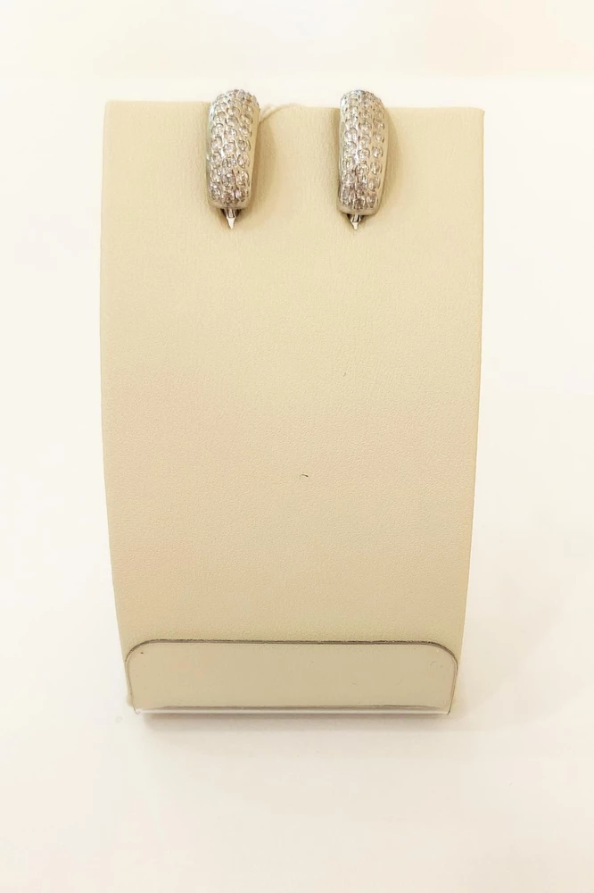 Серьги с фианитом из белого золота 585 пробы