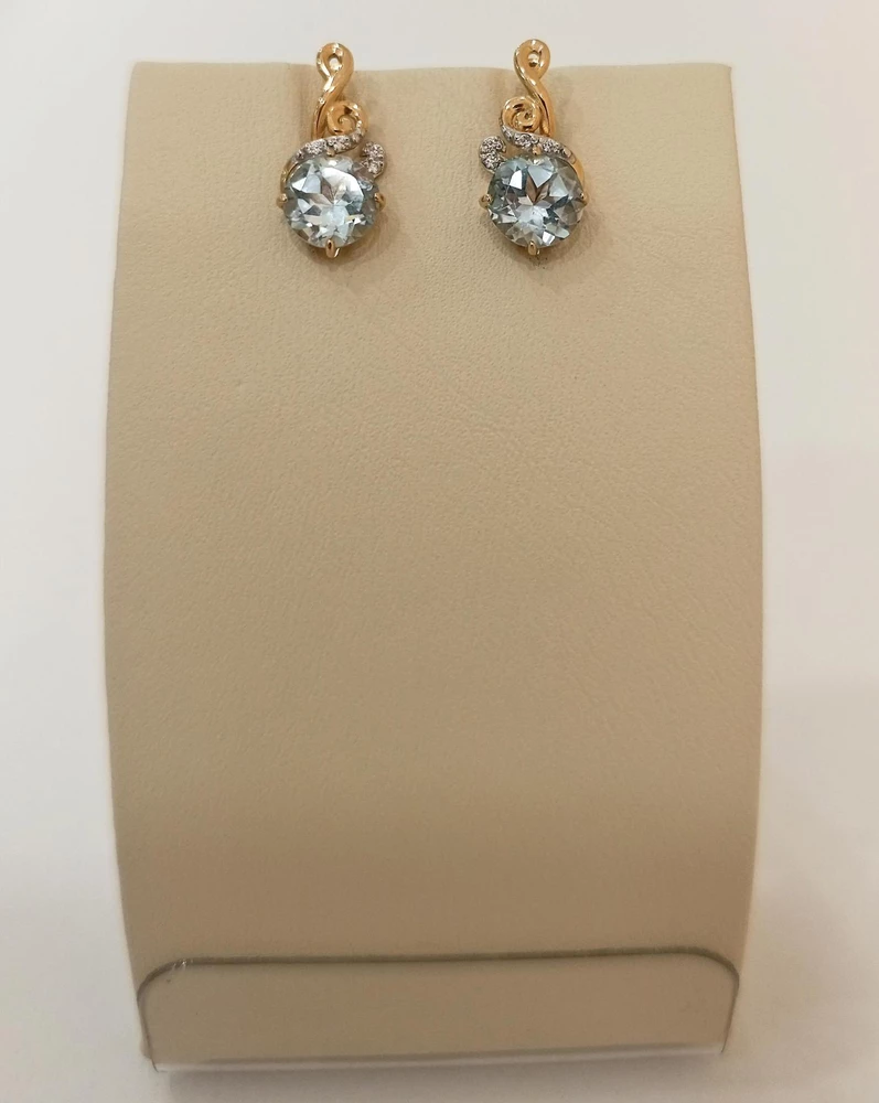 Серьги с топазом из красного золота 585 пробы