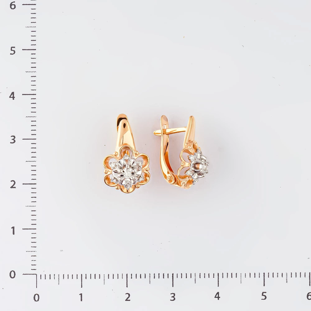 Серьги с бриллиантом из красного золота 585 пробы
