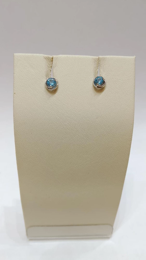 Серьги с фианитом из красного золота 585 пробы