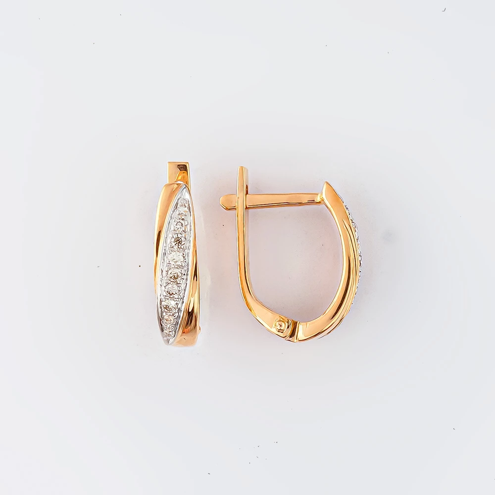 Серьги с бриллиантом из красного золота 585 пробы