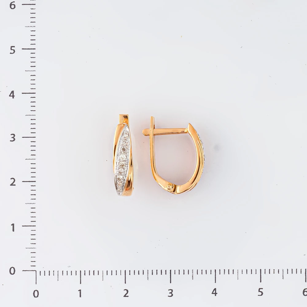 Серьги с бриллиантом из красного золота 585 пробы