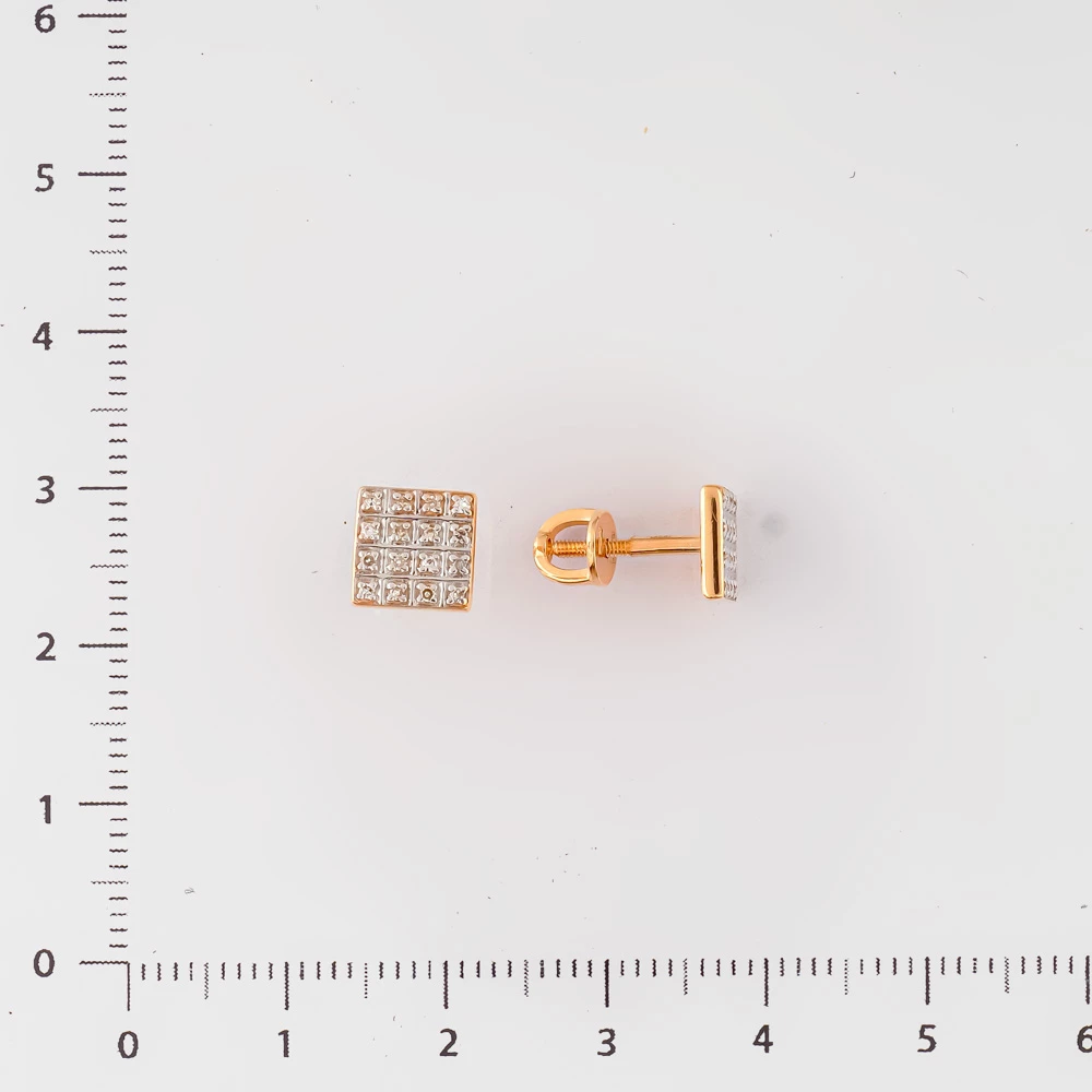 Серьги с бриллиантом из красного золота 585 пробы