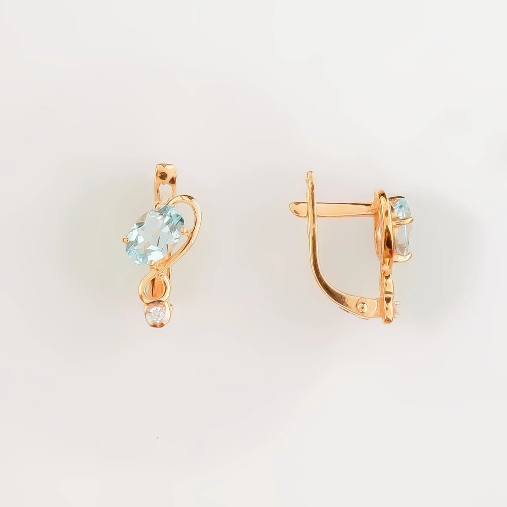 Серьги с топазом из красного золота 585 пробы