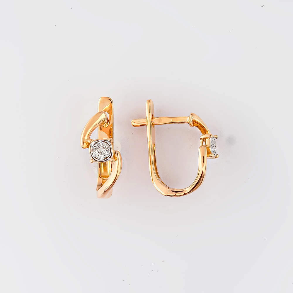 Серьги с бриллиантом из красного золота 585 пробы