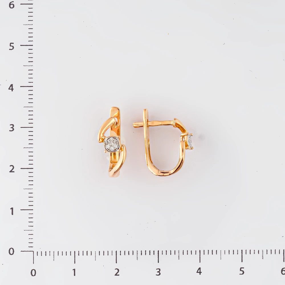 Серьги с бриллиантом из красного золота 585 пробы