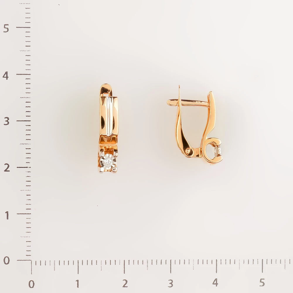 Серьги с бриллиантом из красного золота 375 пробы