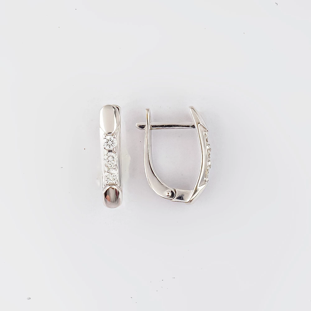 Серьги с бриллиантом из белого золота 585 пробы