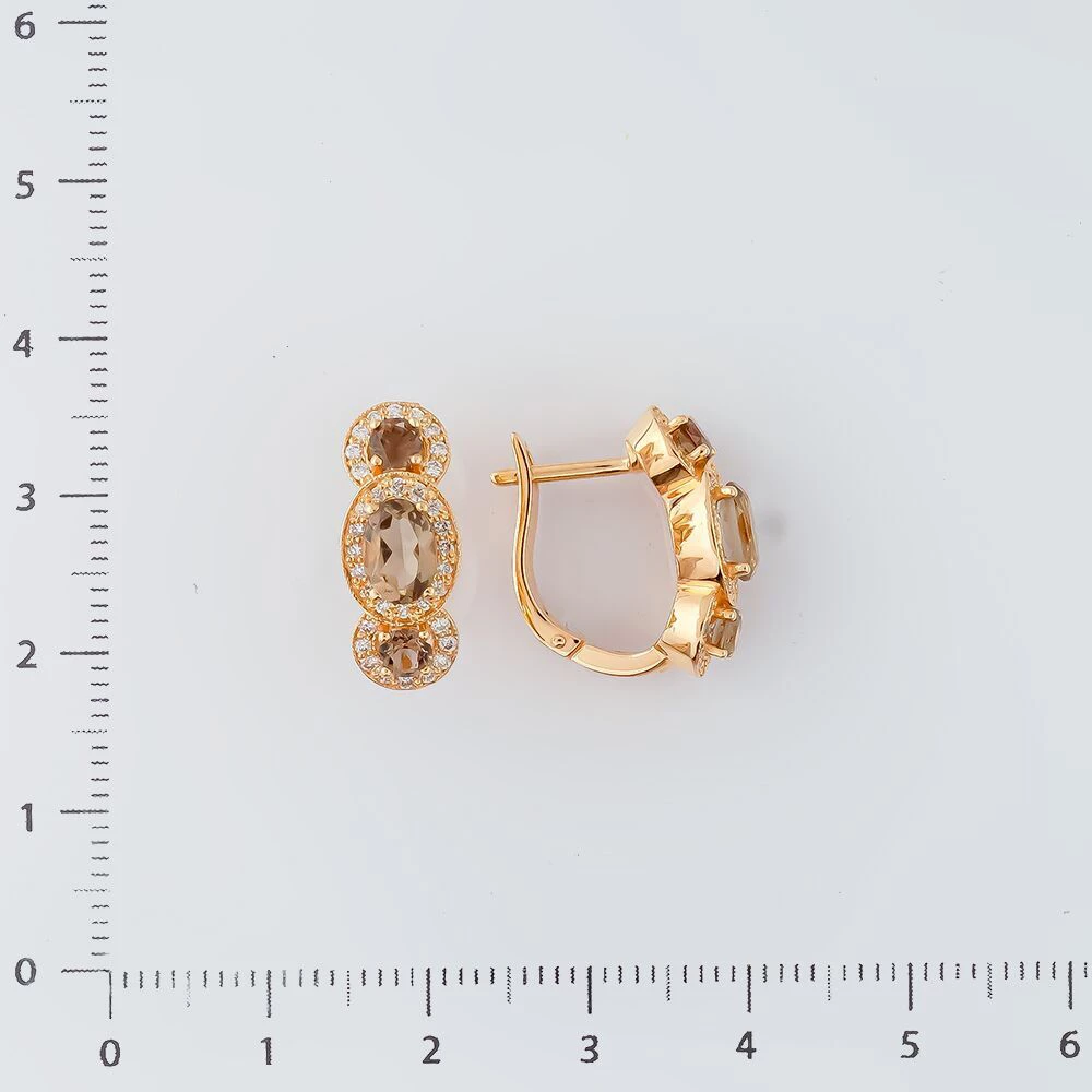 Серьги с раух-топазом из красного золота 585 пробы