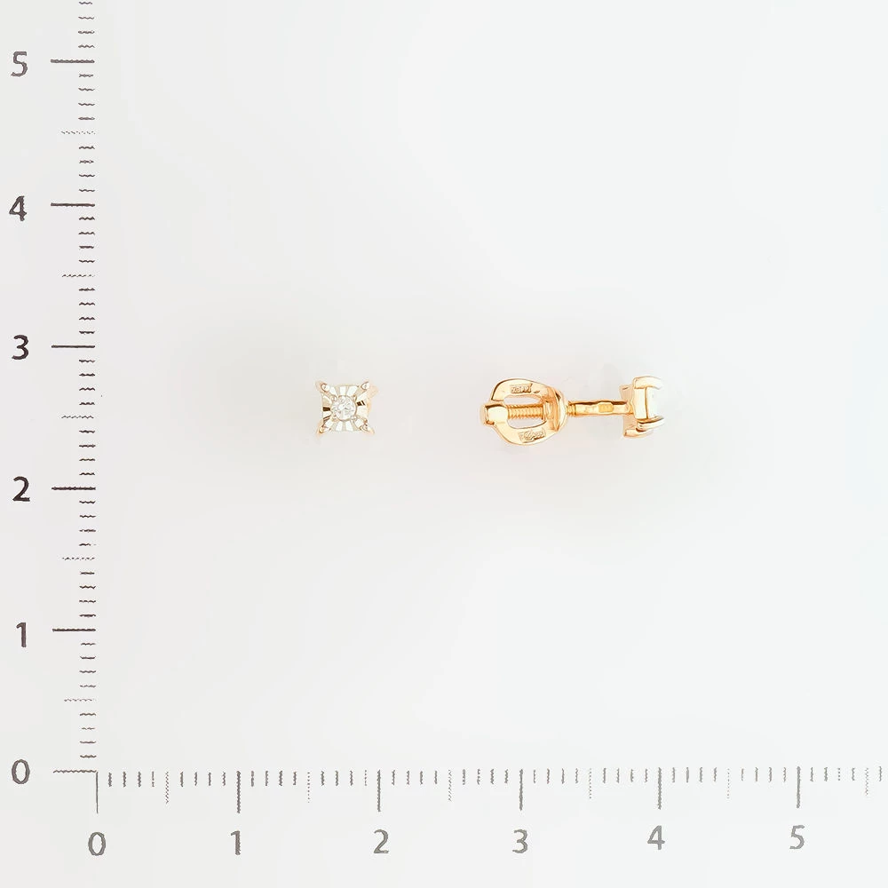 Серьги с бриллиантом из красного золота 585 пробы