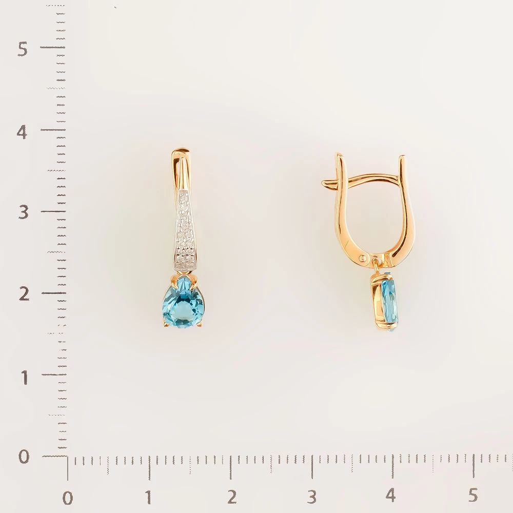 Серьги с ситаллом из красного золота 585 пробы