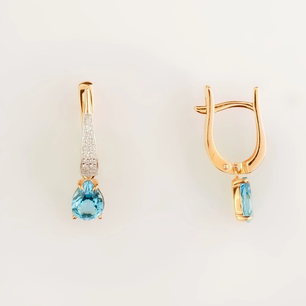 Серьги с ситаллом из красного золота 585 пробы