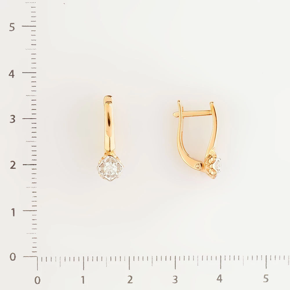 Серьги с бриллиантом из красного золота 585 пробы