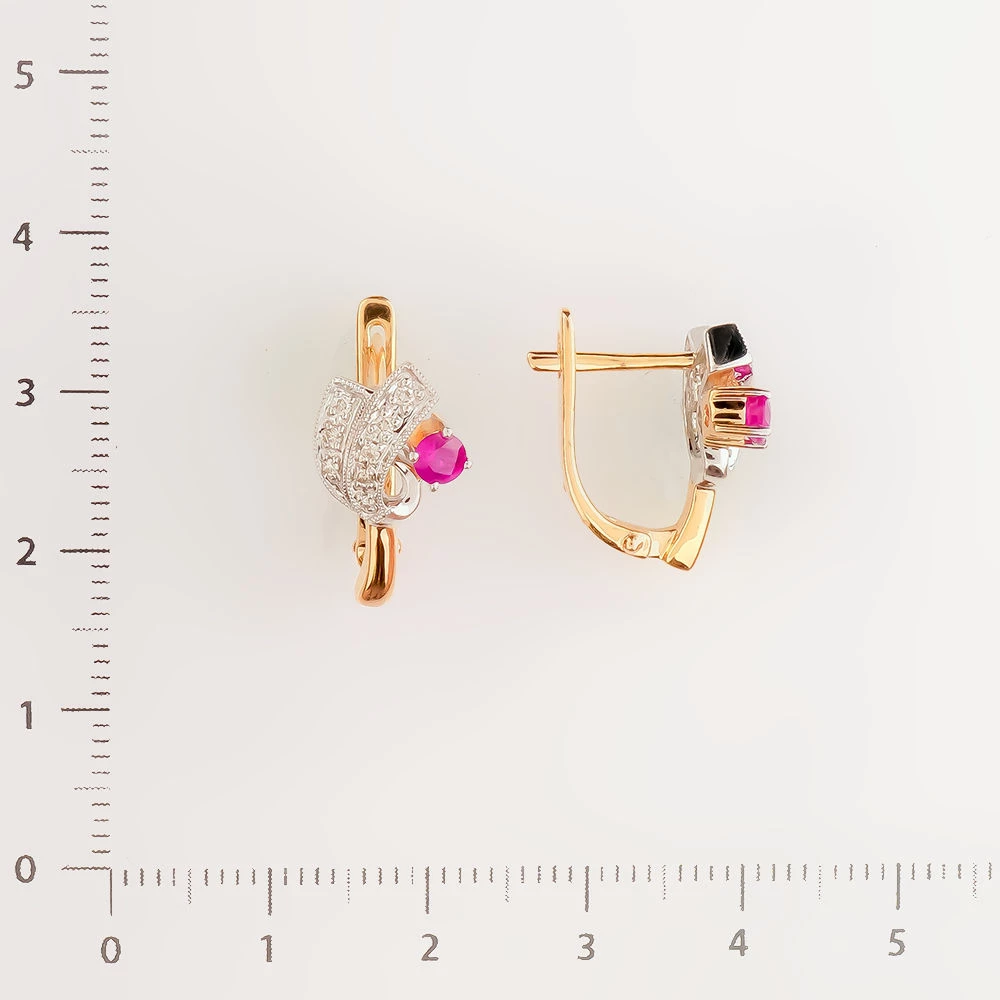 Серьги с рубином из красного золота 585 пробы