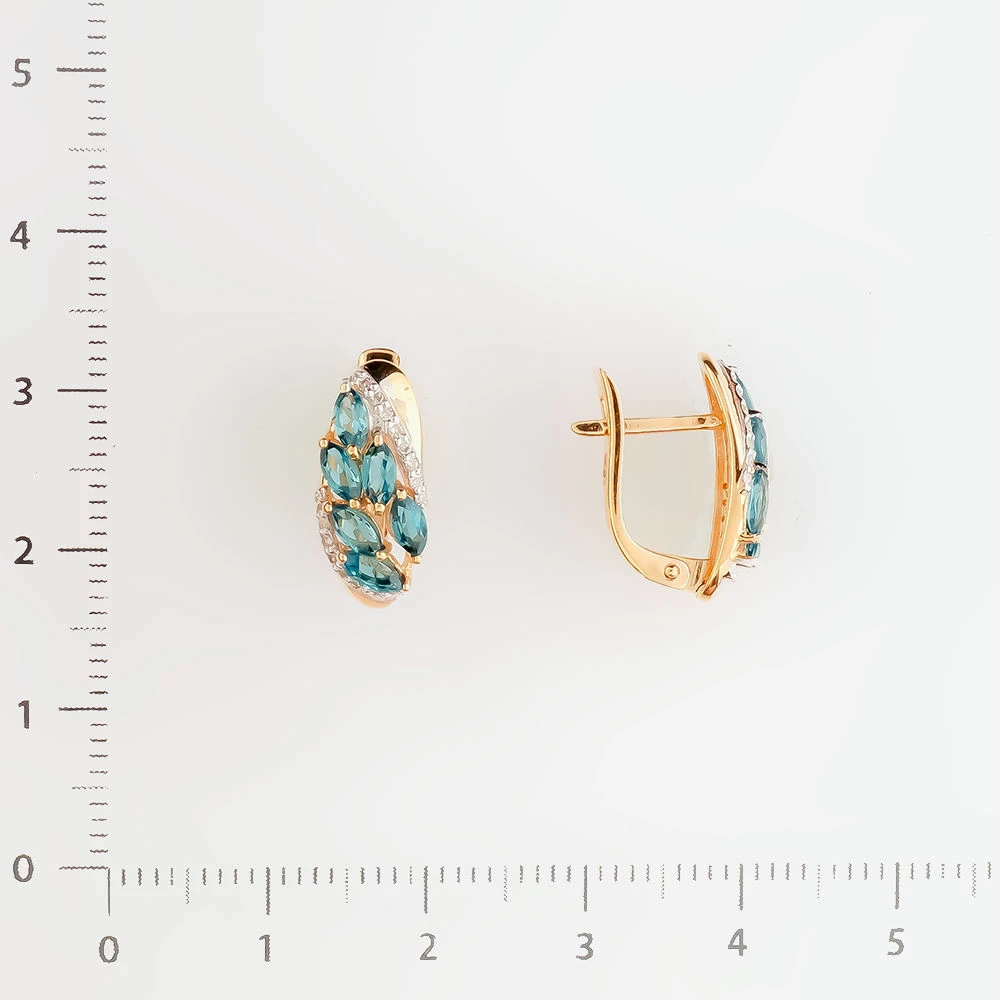 Серьги с топазом из красного золота 585 пробы
