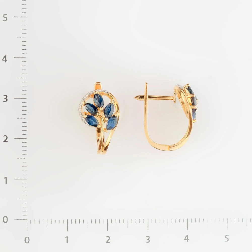 Серьги с сапфиром из красного золота 585 пробы