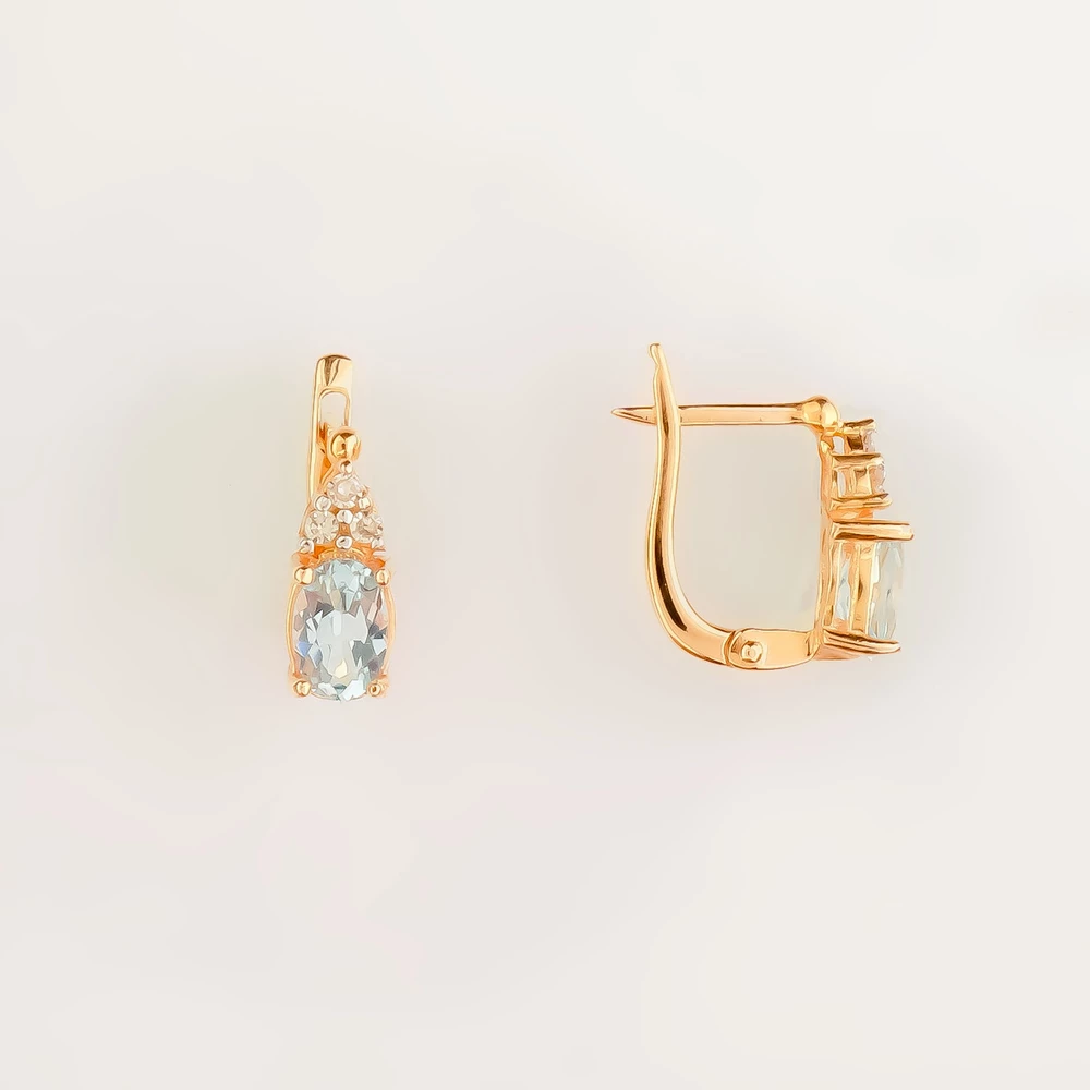 Серьги с топазом из красного золота 585 пробы