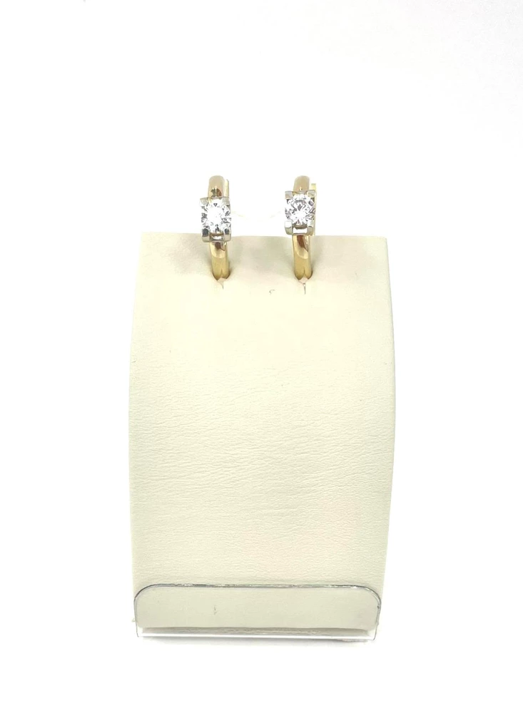 Серьги с фианитом из желтого золота 585 пробы