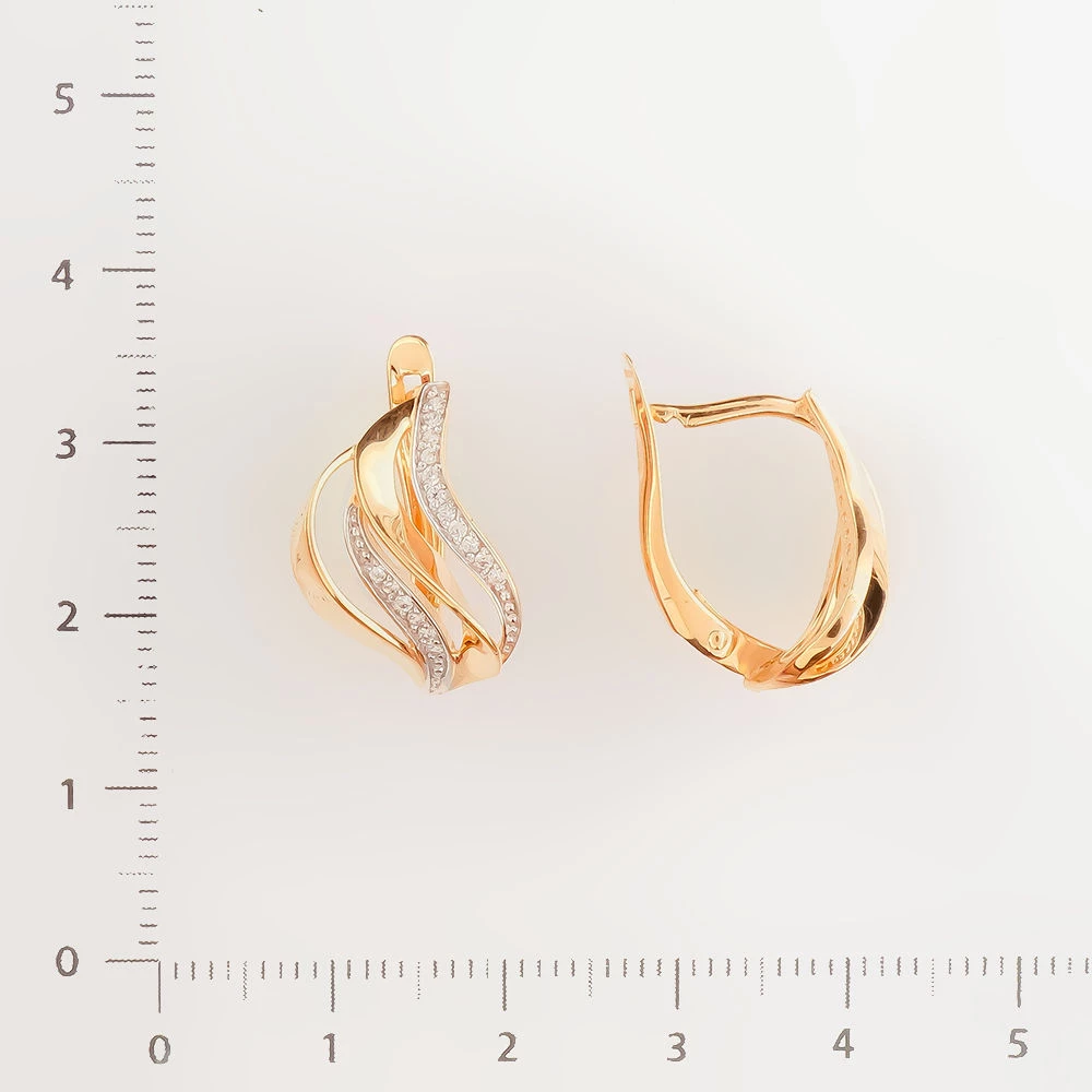 Серьги с фианитом из красного золота 585 пробы