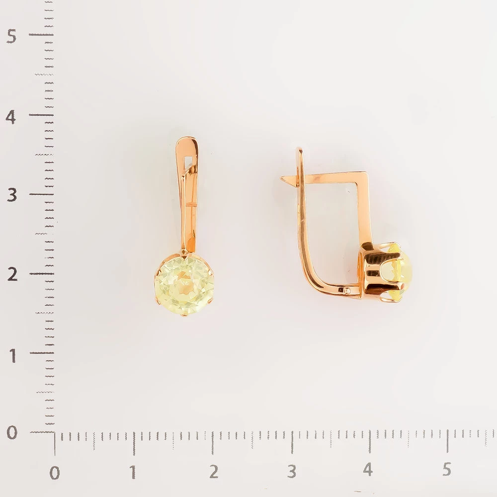 Серьги с фианитом из красного золота 583 пробы