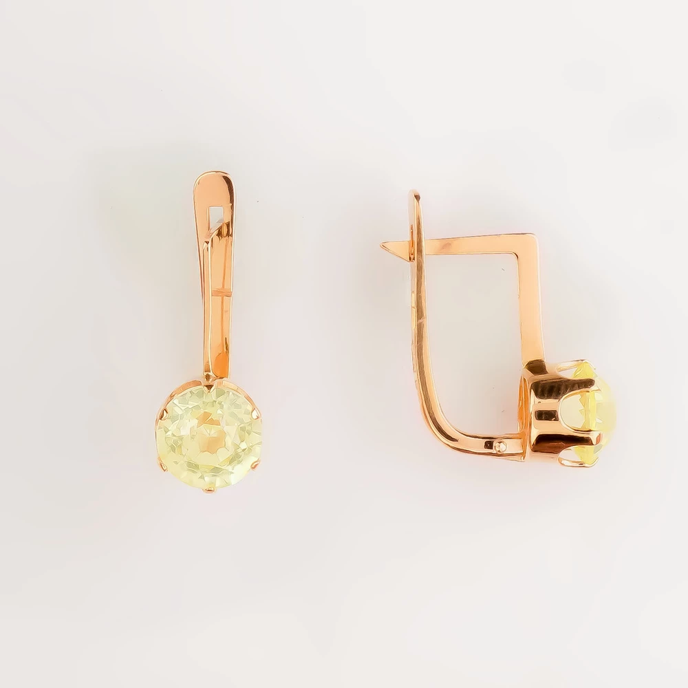 Серьги с фианитом из красного золота 583 пробы