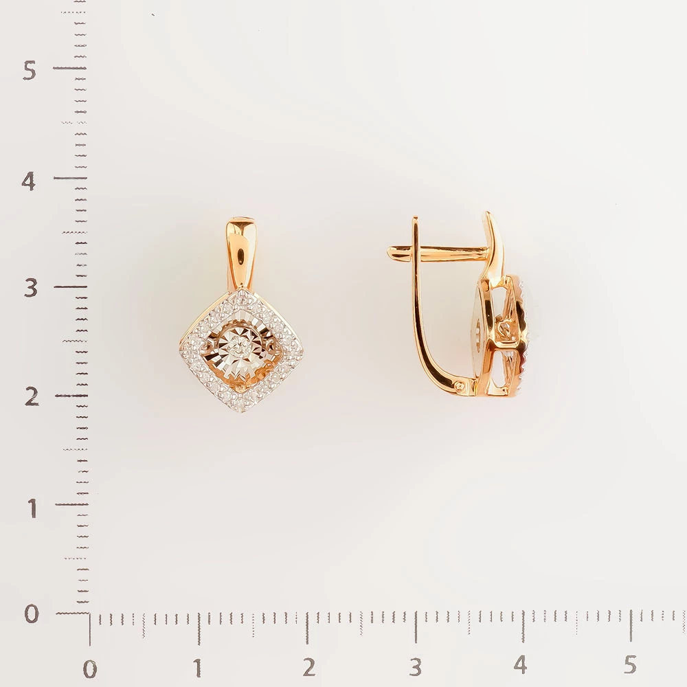 Серьги с бриллиантом из красного золота 585 пробы