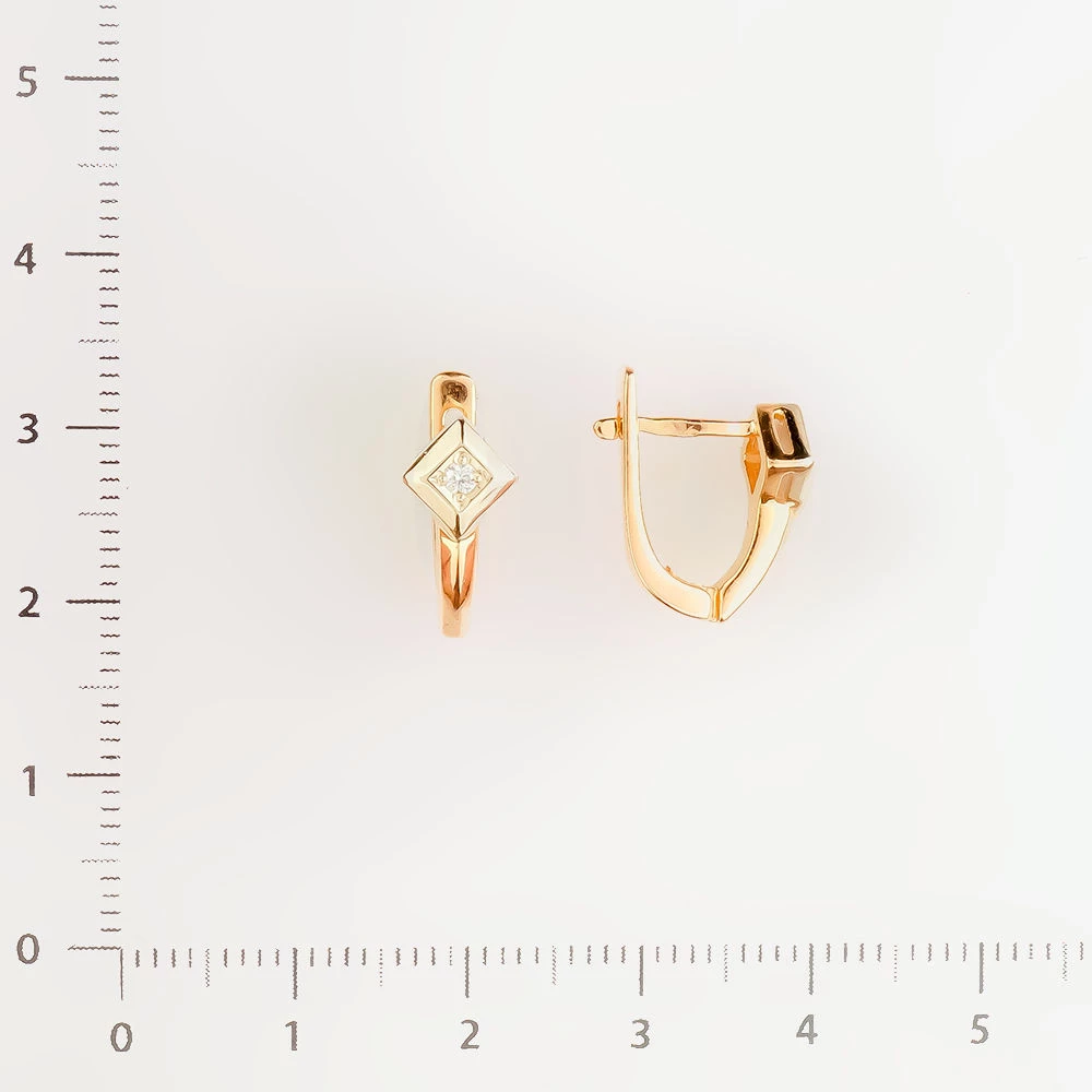 Серьги с бриллиантом из красного золота 585 пробы