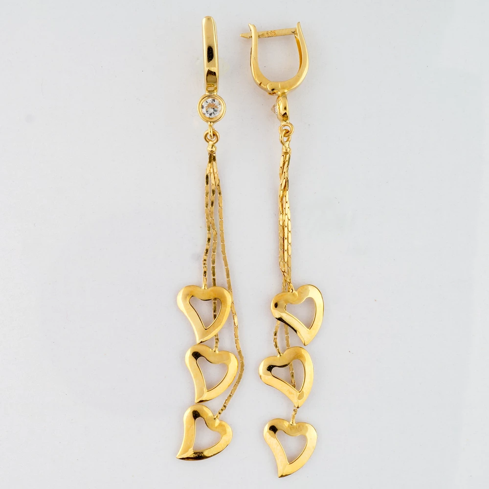 Серьги с фианитом из желтого золота 585 пробы