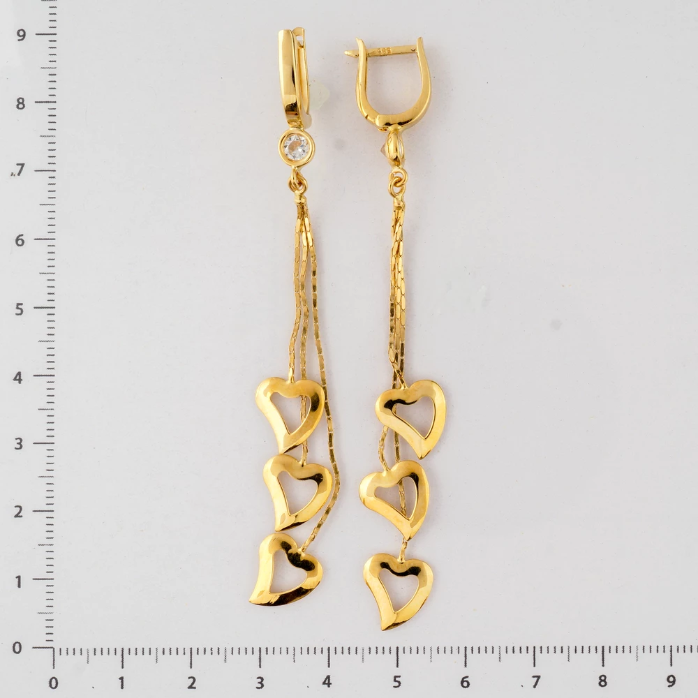 Серьги с фианитом из желтого золота 585 пробы