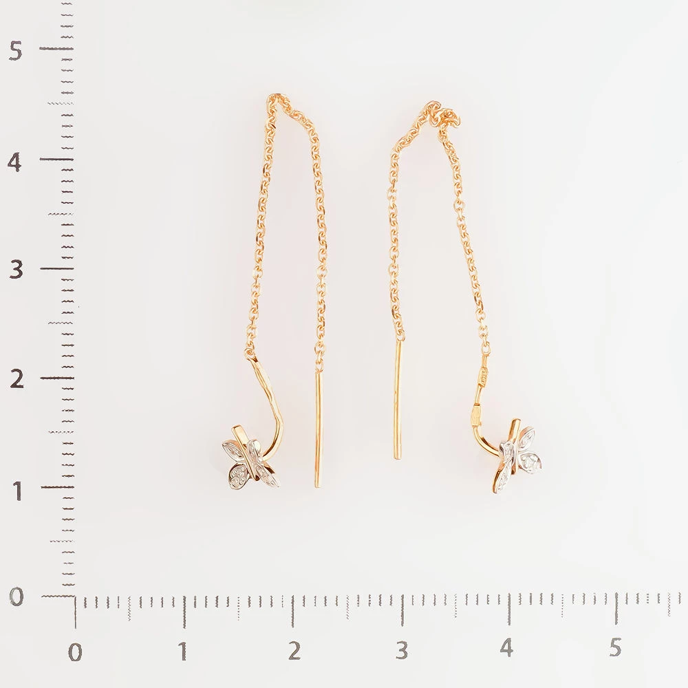 Серьги с бриллиантом из красного золота 585 пробы