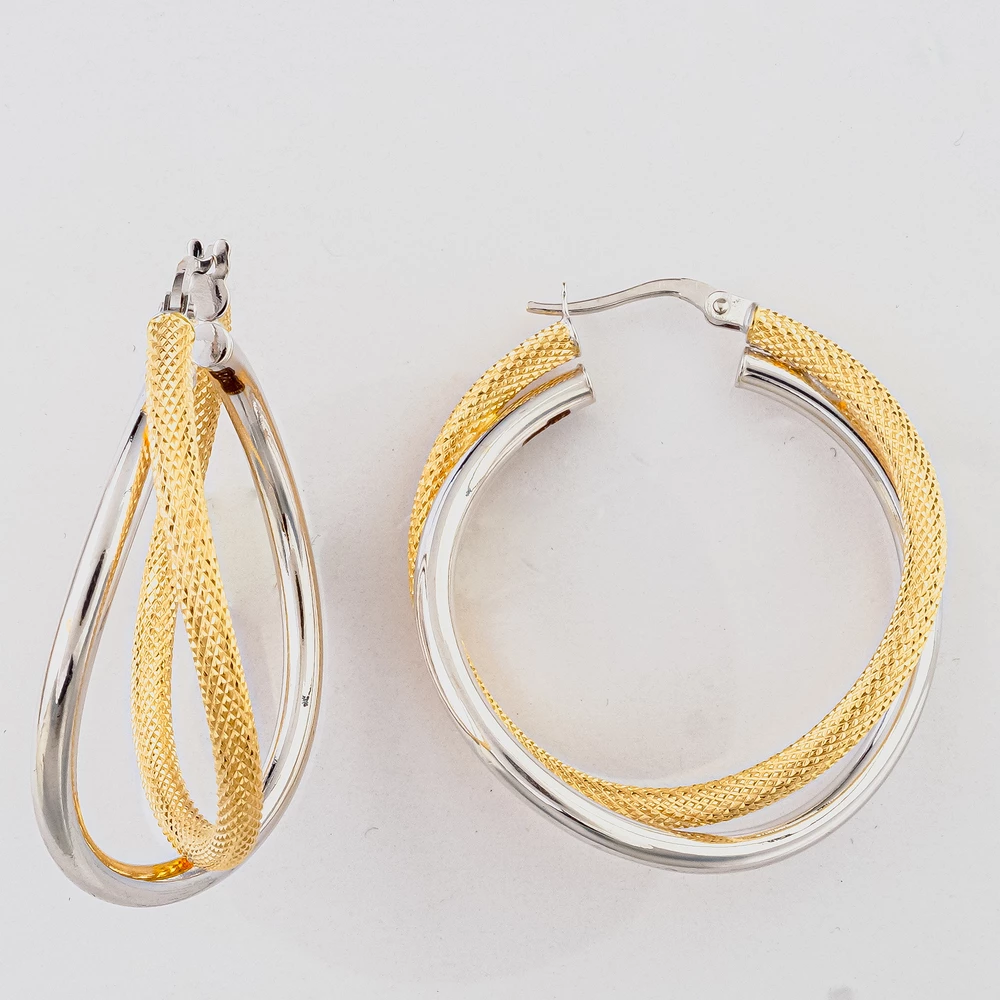 Серьги конго из желтого золота 750 пробы