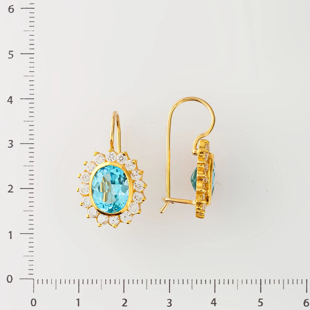 Серьги с топазом из желтого золота 750 пробы
