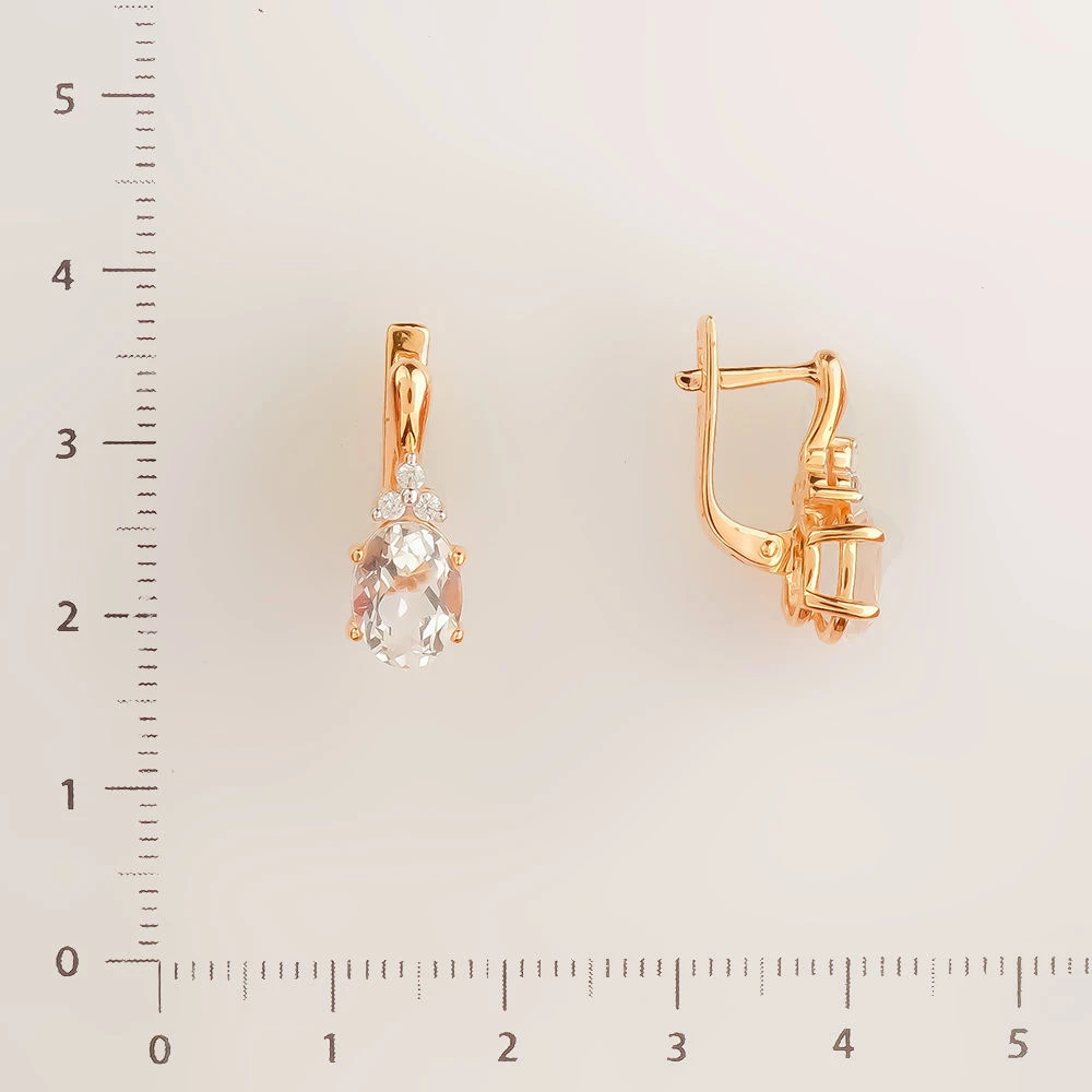 Серьги с фианитом из красного золота 585 пробы